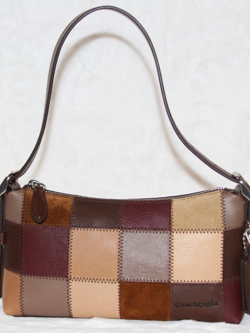 COACH Coachtopia Alter Ego Small Slouchy Shoulder Bag Patchwork Merlot Multi